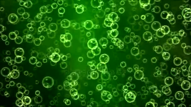 Färgglada stigande bubblor Animation - slinga grön — Stockvideo