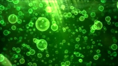 Sualtı seyahat animasyonla Bubbles - döngü yeşil