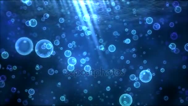 Underwater Travel Animation with Bubbles - Loop Blue — Stock Video