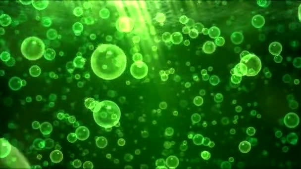 Podvodní cestování animace s bublinkami - zelená smyčka — Stock video