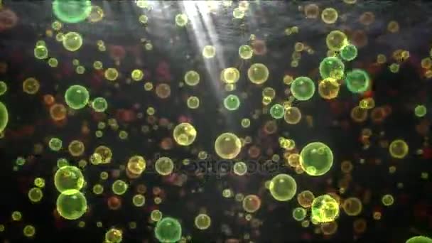 Podvodní cestování animace s bublinkami - smyčky duha — Stock video