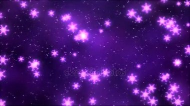 Döngü mor-düşen renkli dönen kar taneleri