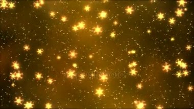 Döngü Golden aşağı - düşen renkli dönen kar taneleri