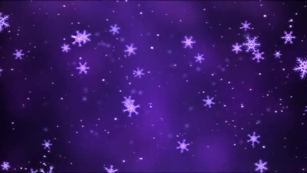 Moviéndose a través de copos de nieve giratorios coloridos - Loop Purple — Vídeos de Stock