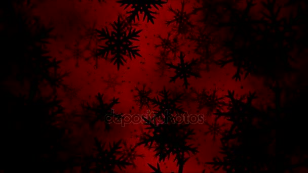 Movendo-se através de Black Rotating Snowflake Shapes - Loop Red — Vídeo de Stock