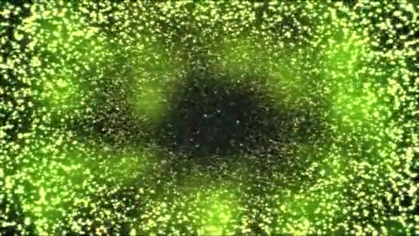 Voyage à travers un tunnel de particules lumineuses colorées Boucle arc-en-ciel 