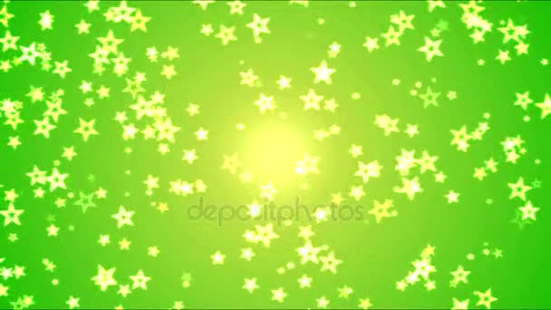 Animación brillante colorida del fondo de la estrella - Loop Yellow Green — Vídeo de stock