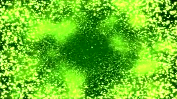 穿越多彩发光粒子隧道-环绿黄色 — 图库视频影像