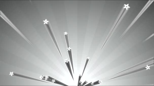 Emerging Stars on Rotating Stripes Background Animation - Loop Monochrome — Stock Video