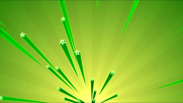 Развивающиеся звезды на вращающихся полосах фоновая анимация - петля зеленый — стоковое видео