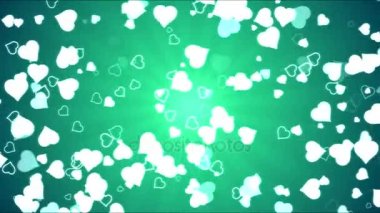 Parlak kalp şekilleri hareket arka plan animasyon - döngü turkuaz