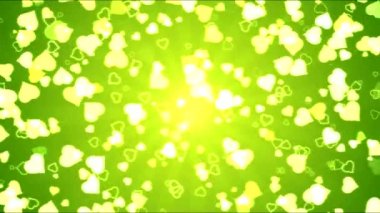 Parlak kalp şekilleri hareket arka plan animasyon - döngü sarı yeşil