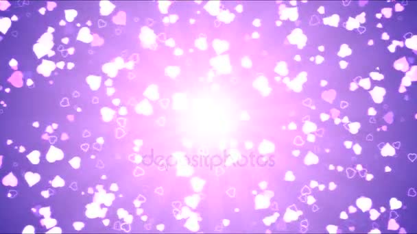 明亮的心形状背景动画-环紫色 — 图库视频影像