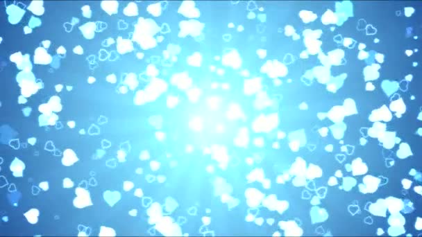 Corazón brillante formas movimiento fondo animación - Loop Blue — Vídeo de stock