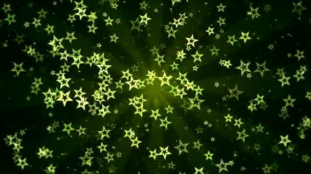 Барвисті анімовані зірка фігур - петлі зелений — стокове відео