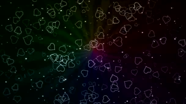 Formas coloridas do coração animado - arco-íris de loop — Vídeo de Stock