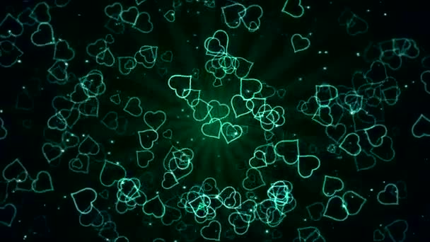 Барвисті анімовані серце фігур - петлі бірюза — стокове відео