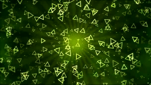 Kleurrijke geanimeerde driehoek vormen - lus groene — Stockvideo