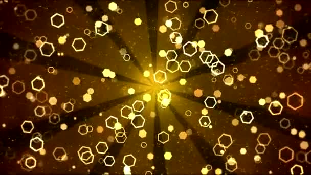 Coloridas formas de hexágono animado - Bucle de oro — Vídeo de stock