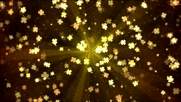 彩色动画的三叶草形状-循环金 — 图库视频影像