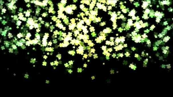 Барвисті анімовані падіння конюшина форми - петлі жовтий зелений — стокове відео