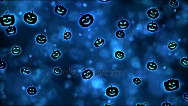 Kleurrijke vallende pompoen Shapes animatie - lus blauw — Stockvideo