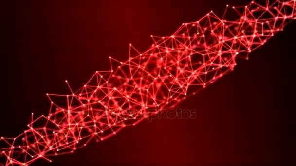Rotating Mesh, Wireframe Grid Animation - Loop Red — Stock Video