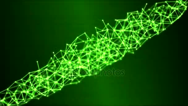 Rotating Mesh, Wireframe Grid Animation - Loop Green — Stock Video