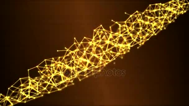 Вращающаяся сетка, Wireframe Grid Animation - Loop Golden — стоковое видео