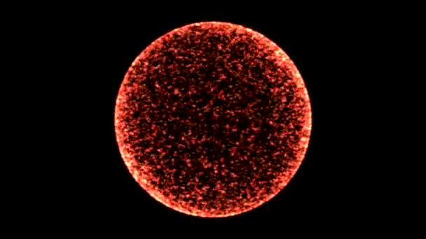 Animazione caotica della sfera delle particelle scientifiche - Loop Red — Video Stock