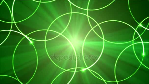 Dibujo Círculo Forma Luces Animación Loop Green — Vídeo de stock