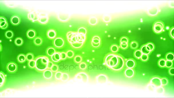 Animation d'arrière-plan incurvé lumineux avec bulles - Loop Green 