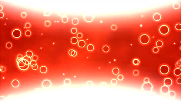 明亮的曲线背景动画与气泡环红色 — 图库视频影像