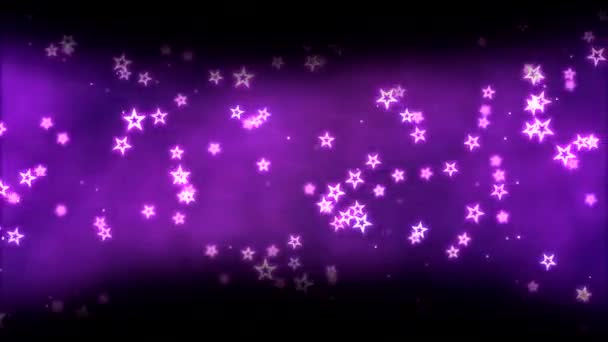 ループの紫の星形状とカラフルな暗い枠線アニメーション — ストック動画