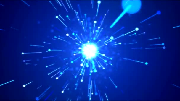 Bright Particle Emitting Light Effect Animation Loop Blue — Stock Video