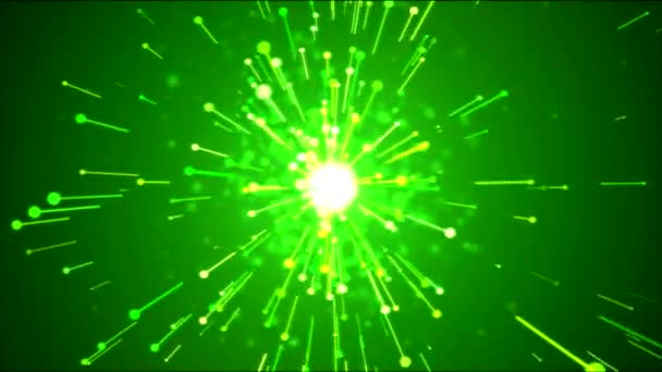 Animação Efeito Luz Emissão Partículas Brilhantes Loop Green — Vídeo de Stock