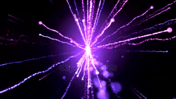 Animación Brillante Del Efecto Luz Partícula Disparo Loop Purple — Vídeos de Stock