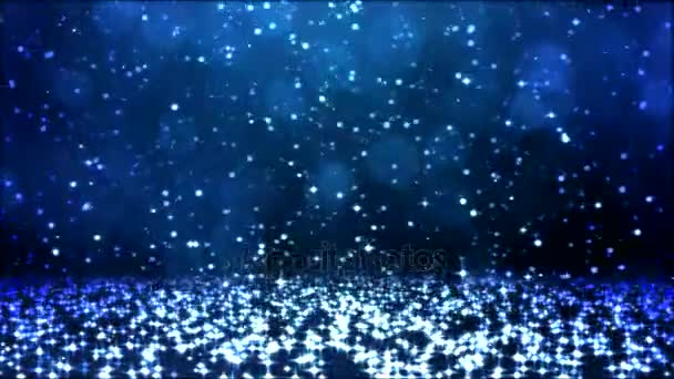Nieve Brillante Colorido Cayendo Hacia Abajo Loop Blue — Vídeo de stock