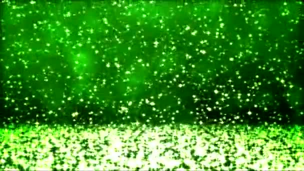 Nieve Brillante Colorido Cayendo Hacia Abajo Loop Green — Vídeos de Stock