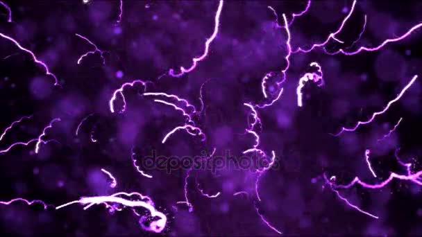 Brilhante Caótico Tiroteio Partícula Traços Animação Laço Roxo — Vídeo de Stock