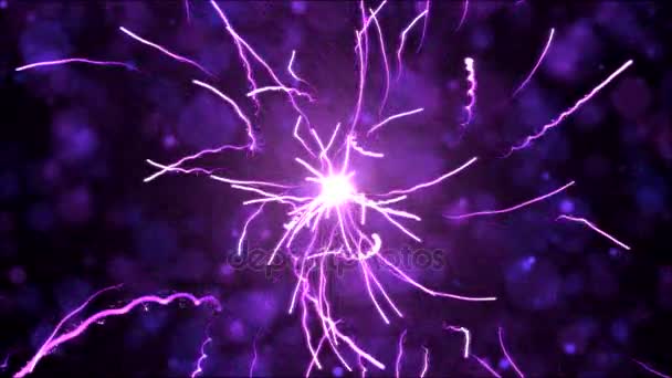 Lumineux Chaotique Tir Particule Coups Animation Boucle Violet — Video