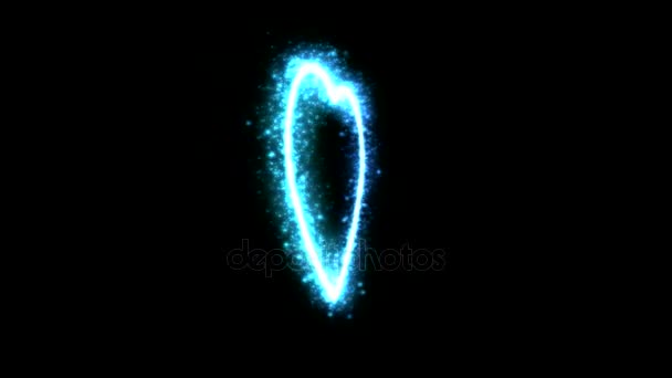 Rotating Sparkling Heart Shape Animation Loop Blue — Stock Video