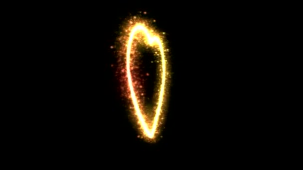 Rotating Sparkling Heart Shape Animation Loop Golden — Stock Video