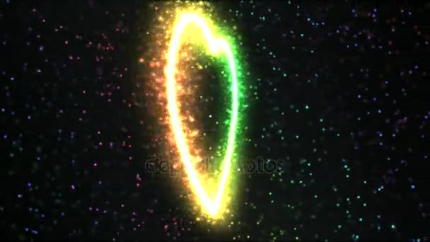 Animación Forma Corazón Chispeante Giratorio Loop Rainbow — Vídeos de Stock