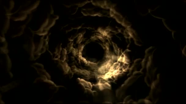 Thunderstorm Cloud Tunnel Travel Animation Loop Giallo — Video Stock