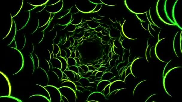 Abstract Bubble Shapes Tunnel Animatie Groene Lus — Stockvideo