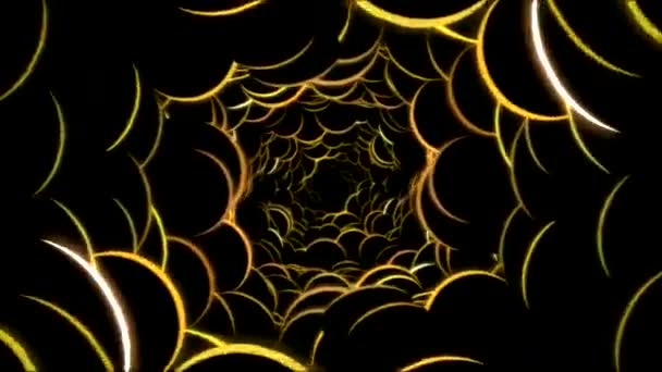 Abstract Flashing Bubble Tunnel Travel Animation Loop Golden — Stock Video