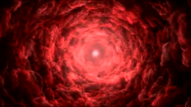 Nuvola Colorata Nebula Tunnel Travel Animation Loop Red — Video Stock