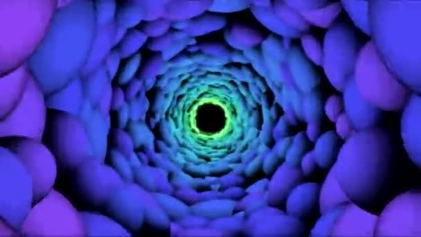 Animación Viaje Túnel Burbuja Colorido Abstracto Arco Iris Bucle — Vídeo de stock