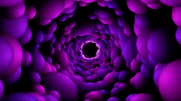 Abstract Kleurrijk Bubble Tunnel Reizen Animatie Lus Paars Roze — Stockvideo